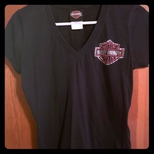 Harley Davidson bling v neck tee